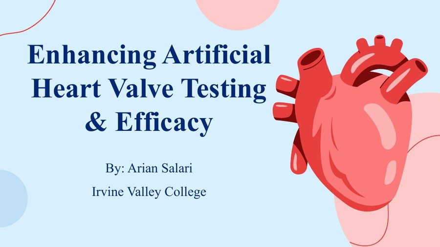 Artificial heart valve testing research — title slide
